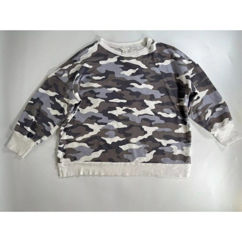 Caslon Sweatshirt Womens XL Gray Terry Camo Print Comfy Minimalist Loungewear